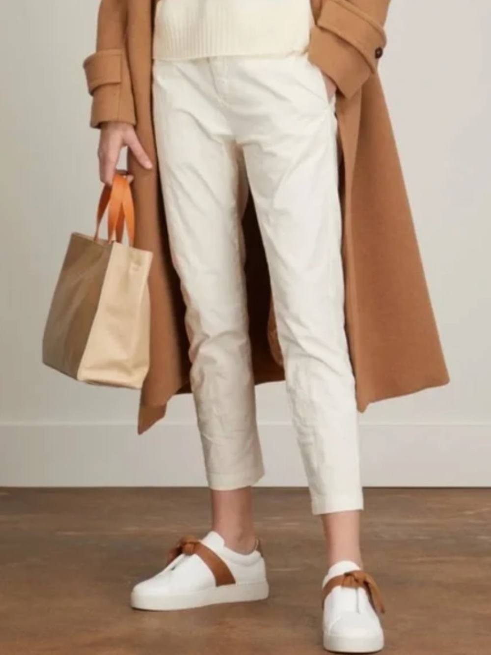 Nili Lotan Tel Aviv Slim Leg Cropped Cream Pants Size 0